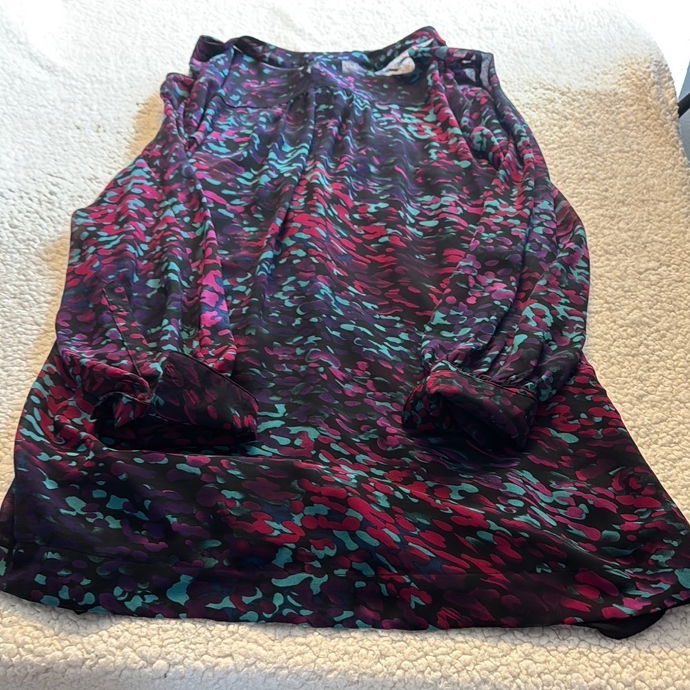 MM Couture Red and Purple Sheer Blouse with Tank top - Picture 4 of 4